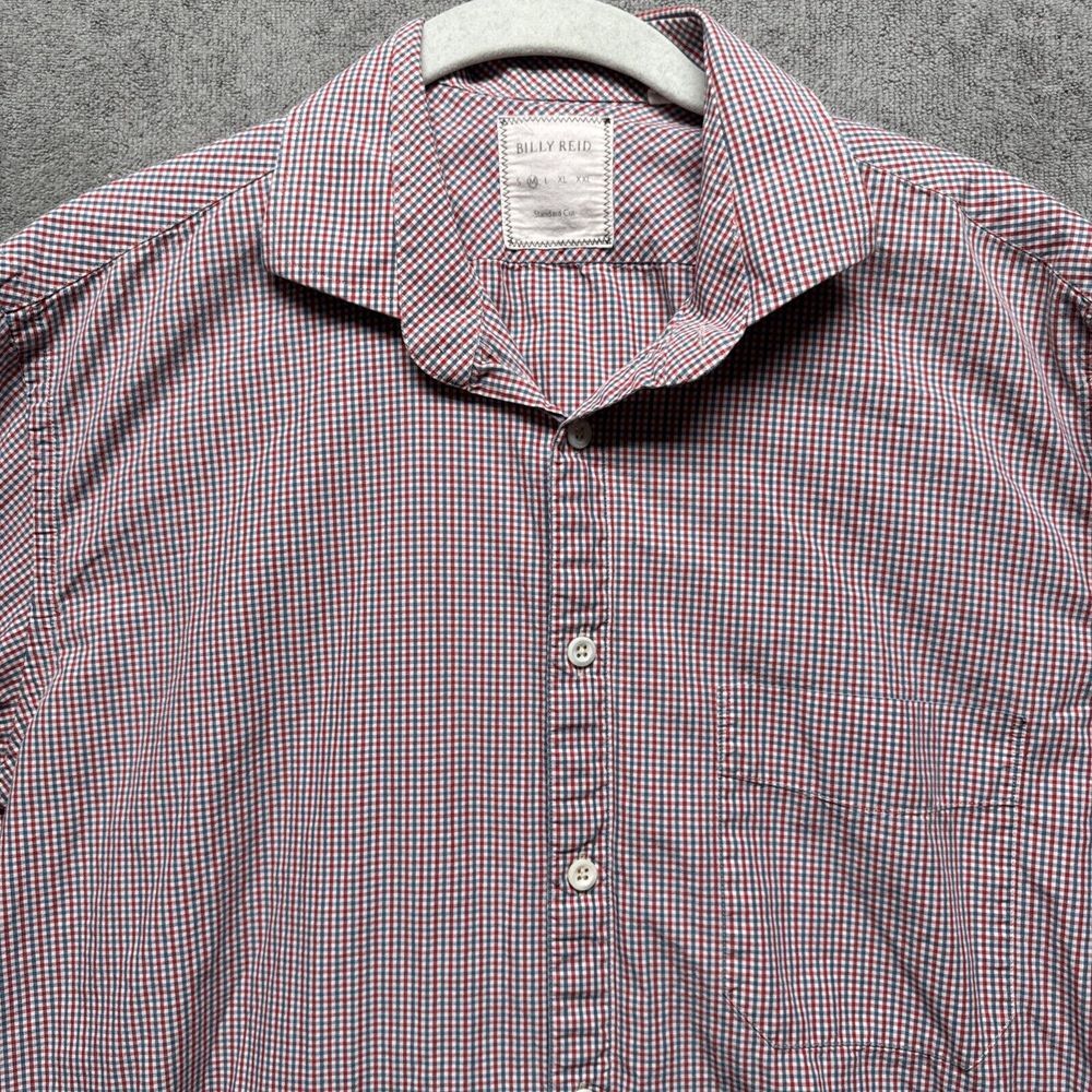 Billy Reid Button Up Mens Shirt Medium Plaid Cotton Long Sleeve Casual